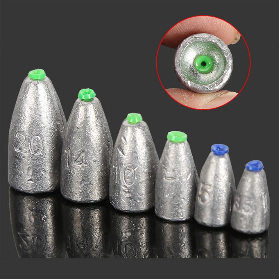 10pcs/lot 2g 3.5g 5g 7g 10g 14g 20g Bullet Lead Sinkers Fishing Weights Sea Down Sinker Fishing Tool Accessories