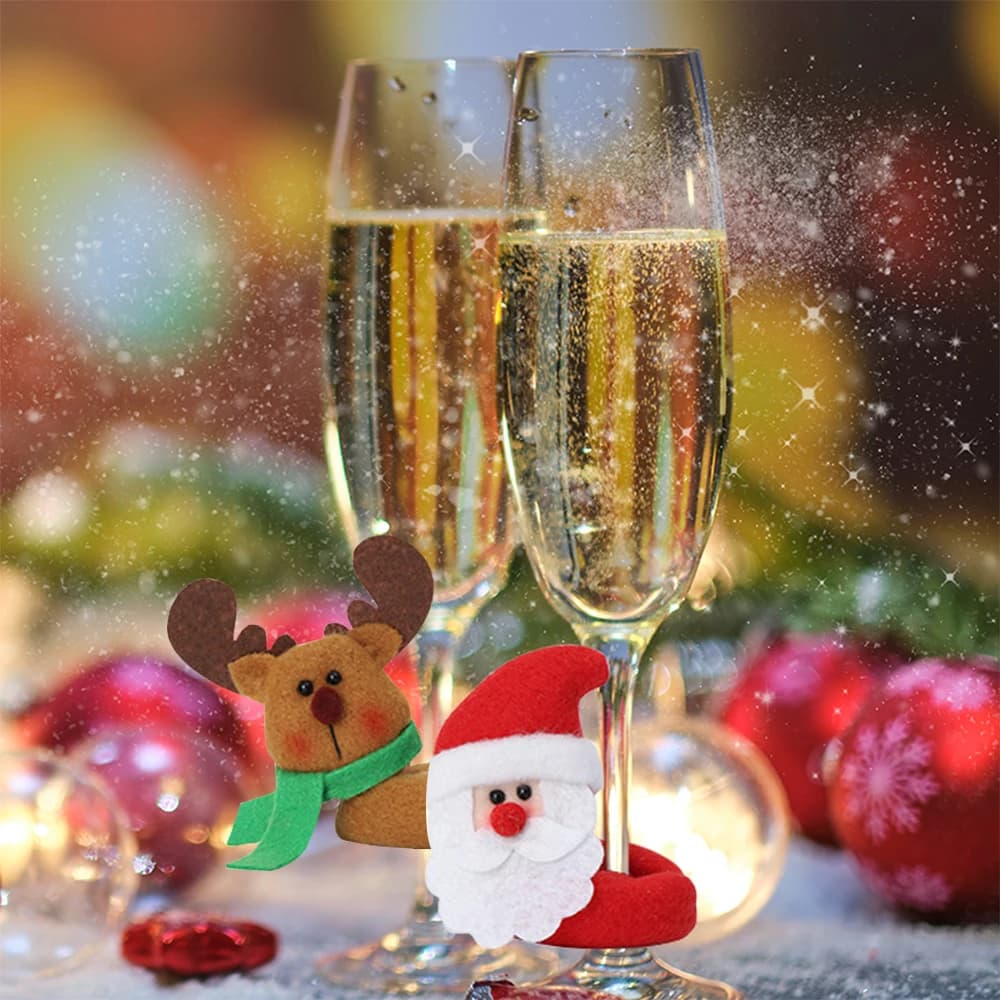 1/3pcs Christmas Santa Claus Snowman Elk Wine Cup Ring Xmas Party Wine Glass Decor Christmas Home Table Decoration New Year Gift