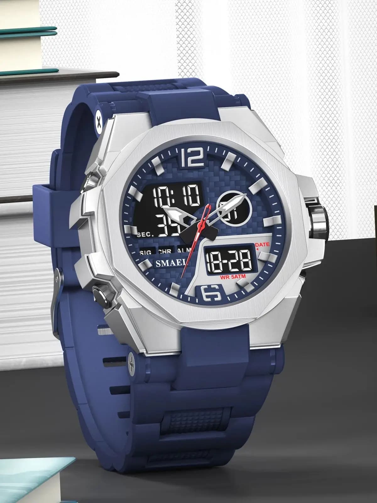 SMAEL Brand Sport Watch 8103 LED Light Alarm Clock Dual Time Display Waterproof Auto Date Watch For Men