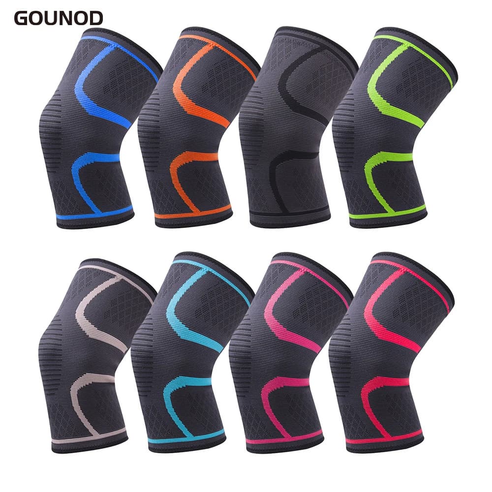 1PC/2PC GOUNOD Knitted NylonElastic Breathable Compression Knee Support Sleeve for Basketball Running Cycling