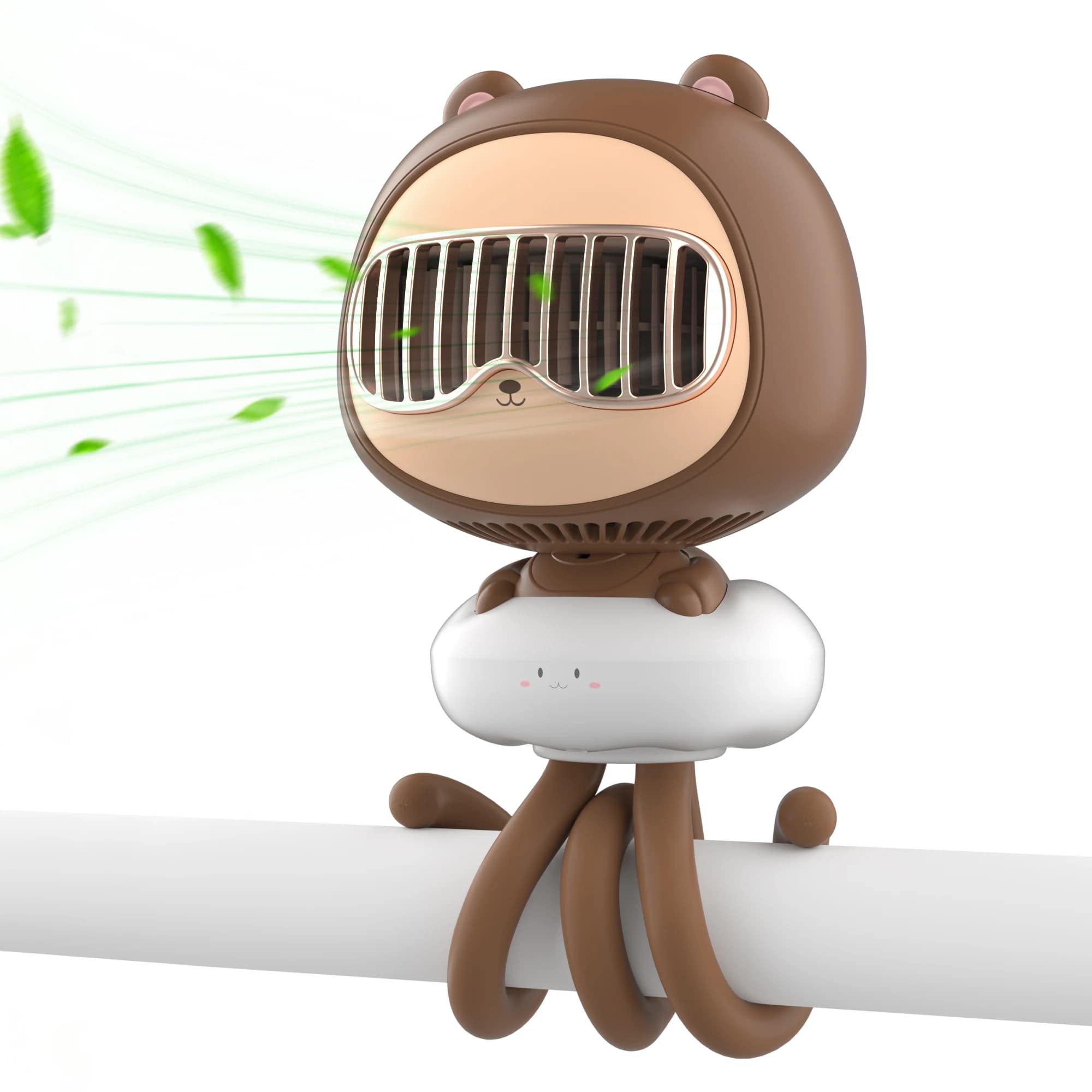 Mini Handheld Stroller Fan, Portable Personal Baby Fan with Flexible Octopus Holder, 3600mAh Battery, 4 Speeds, USB Rechargeable