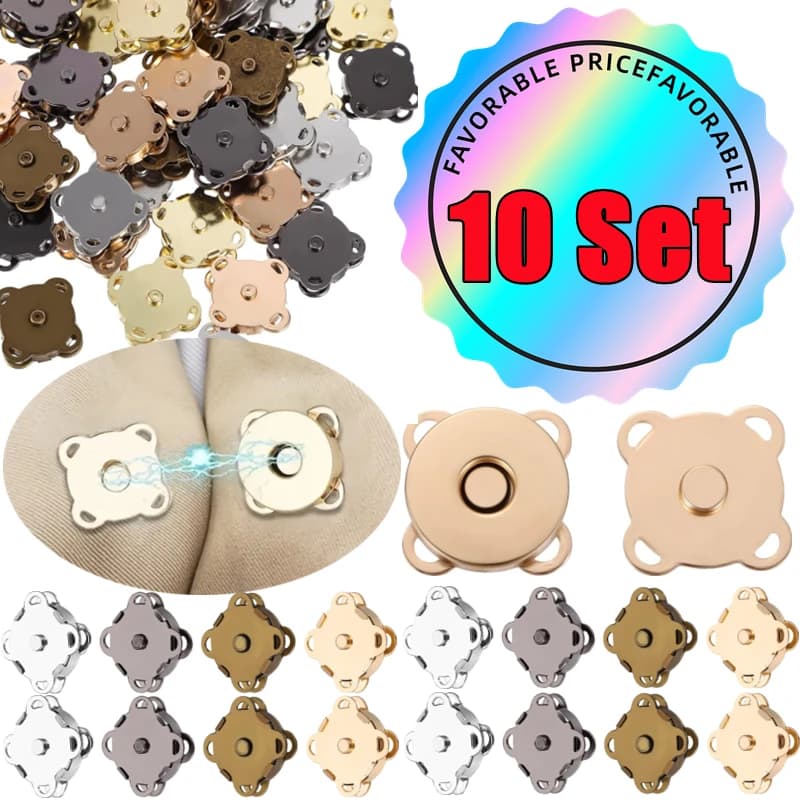 10-1Set Bags Magnetic Snap Button Fasteners Clasps Buttons Handbag Purse Wallet Craft Bags Parts Mini Adsorption Buckle 14/18mm