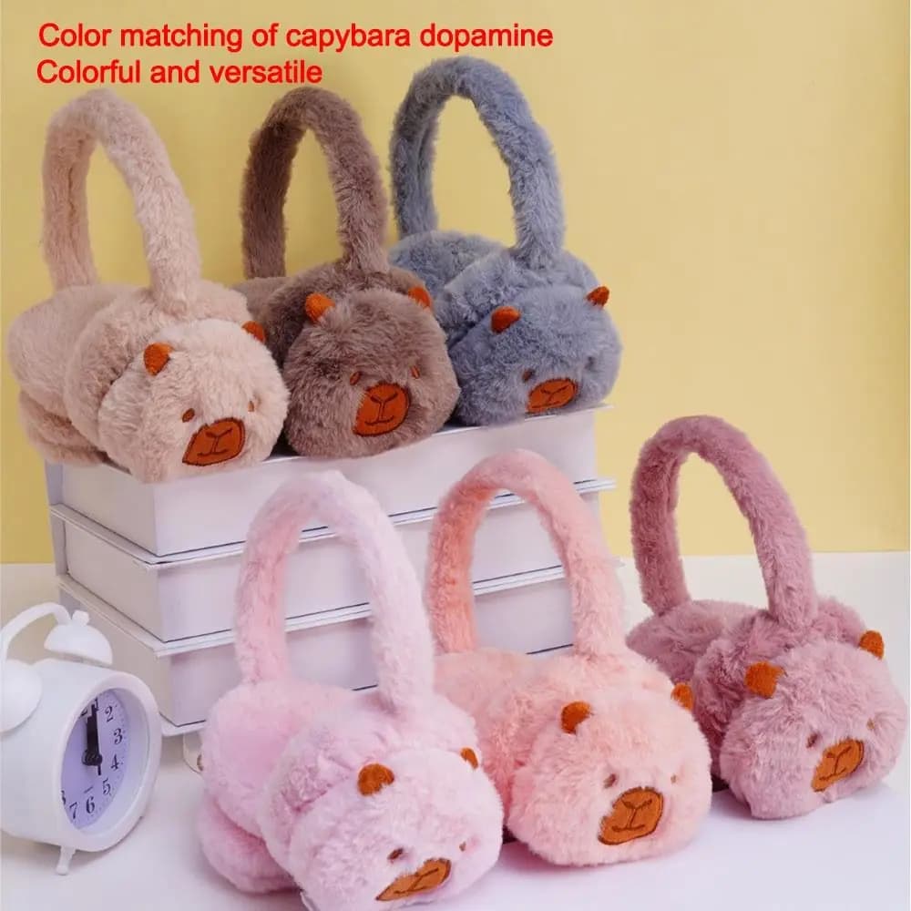 Fashion Warm Capibara Plush Ear Muffs Thicken Cold Protection Ear Cover Soft Ear Protectors Winter