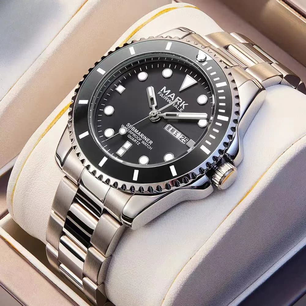 FAIRWHALE 5790 Mens Watch New Stainless Steel Quartz Watches Luminous Calendar Waterproof Business Male Clock Relogio Masculino