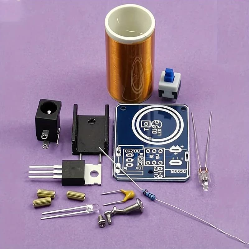 Mini Tesla Coil Kit, BD243, DIY Electronic Project, Hand Solder Practice, No Battery Required, Non-Laser for Hobbyists
