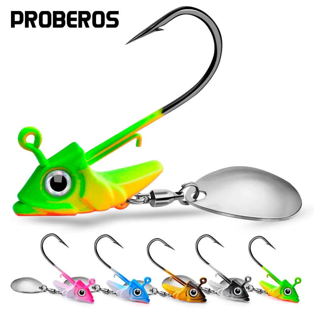 1Pcs Jig Head 7.5g 10.5g 15g Fishing Lures Sinking Rotating Sequin Metal Spoons Fishing Hooks Jigging Jigs Fishhook Baits Tackle