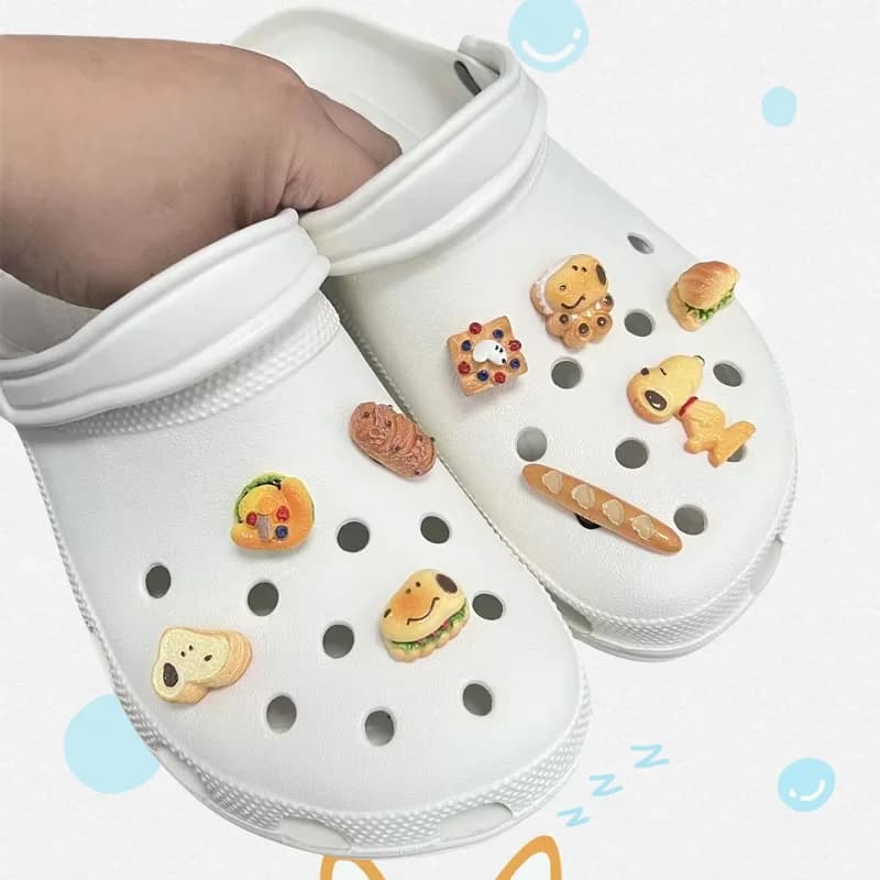 MINISO Cartoon Snoopy Food Series Shoes Charms Set Funny DIY Holes Shoes - Perfect Gift for Shoe Lovers - ABS Material