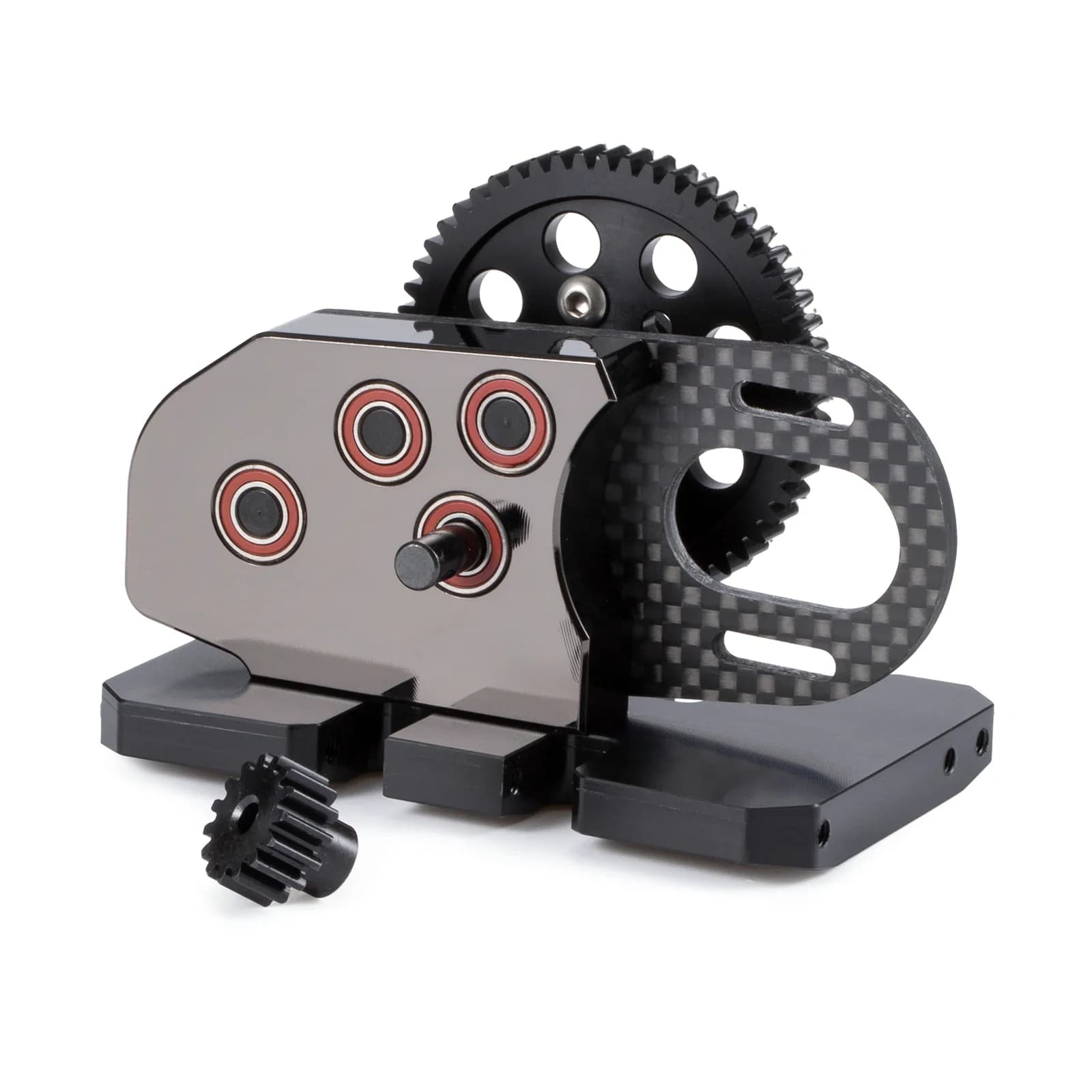 31% Overdrive 2Low Transmission Gearbox Carbon Chrome with Delrin Skid for 1/10 RC Crawler LCG Chassis Cheater Rigs