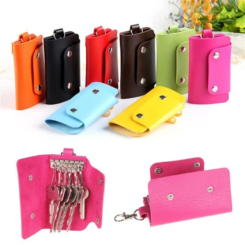 Keychain Wallet Pu Leather Key Holders Women Men Keys Organizer Fashion Solid Key Wallets Key Pouch Car Keychain Housekeeper