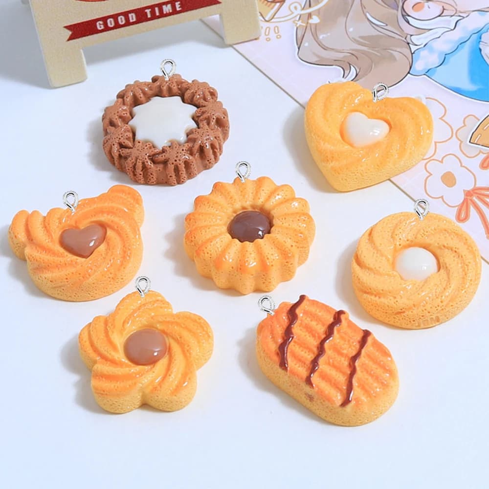 10PCS Cookie Series Flat Back Charms For Earrings Bracelet Hairpin DIY Jewelry Pendants Decoration Accessories