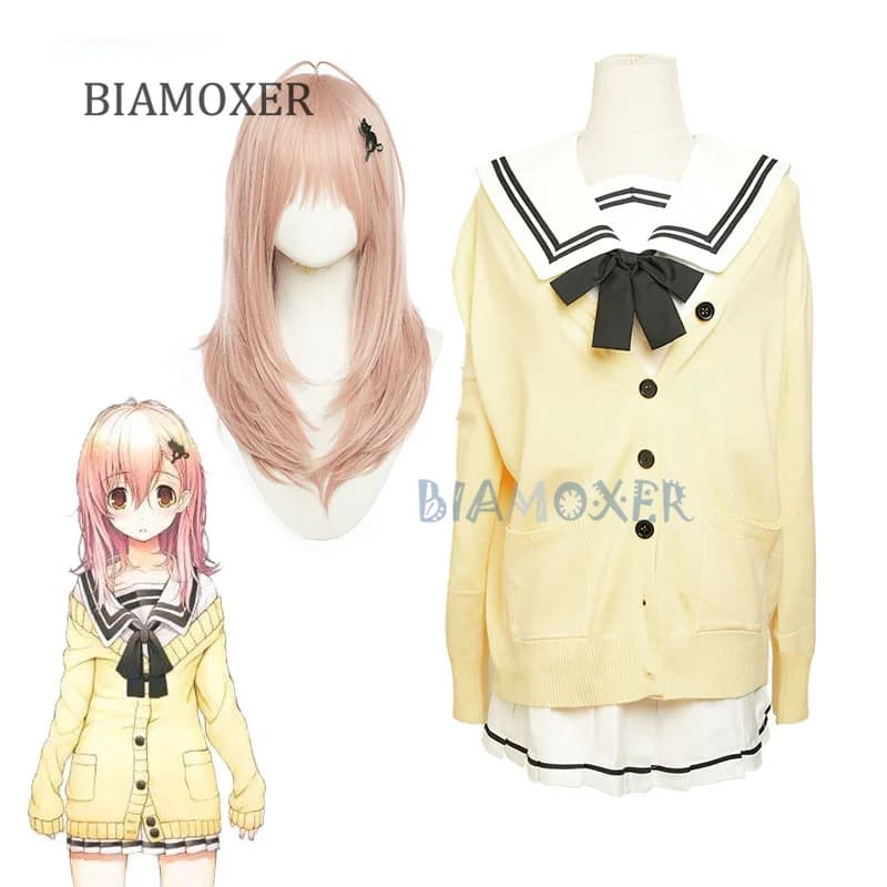 Muko Aoi MIYUKI Cosplay Costume Anime You and ME and Her: A Love Story Girl Shirt Skirt Sweater JK Uniform Halloween Costume