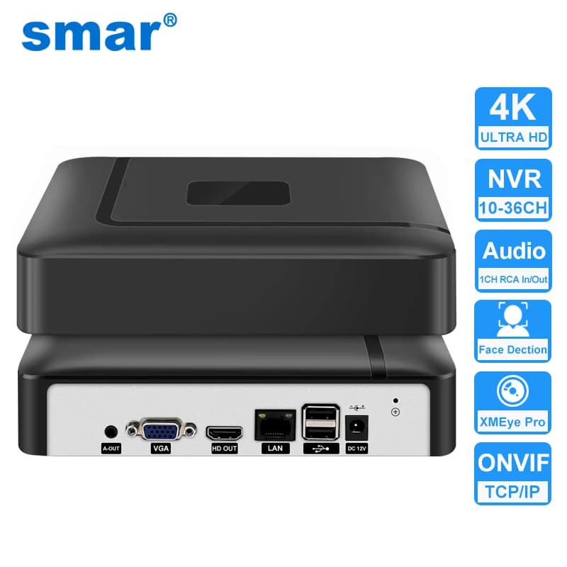 Smar H.265 NVR 9CH 16CH 32 CH CCTV Network Video Recorder Support Face Detection Email Alart Video Recorder 4k NVR Support Onvif