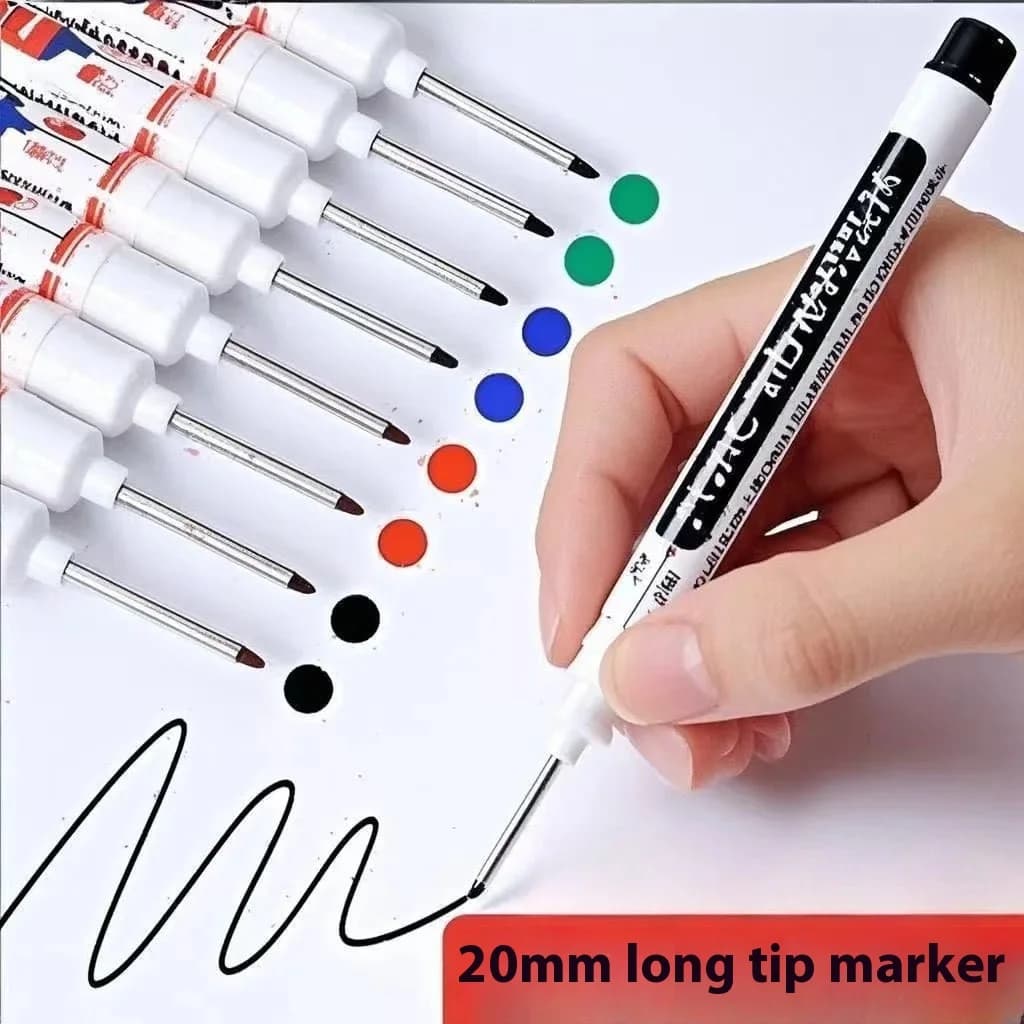 5Pcs 20mm Deep Hole Long Nib Head Markers for Metal Perforating Pen Waterproof Bathroom Woodworking Decoration Multi-Purpose