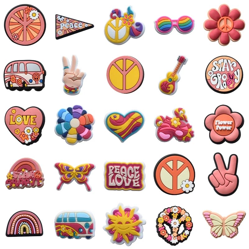 Peace Shoe Charms for Crocs 1pcs Decoration Buckle Kids Shoes Accessories Girl Pins Women Jeans Charms Sandals Badge Wholesale