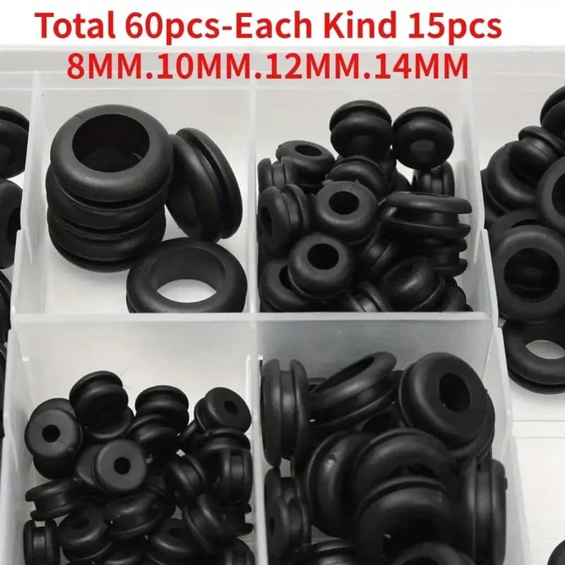 20/40/60pcs Black O Ring Rubber Washer Seals Gasket Grommet Assortment Kit Electrical Gasket O-Ring Seals Tools Set 8 10 12 14mm