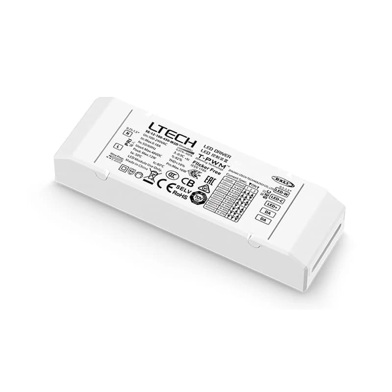 LTECH DALI CC Dimming Driver,12W 100-450mA CC Constant Current DALI-2 DT6/DT8 Tunable White CCT LED Driver