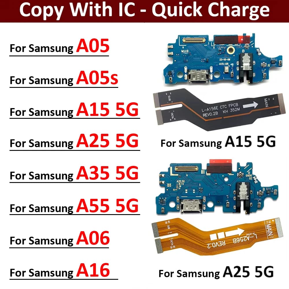 USB Charging Port Board Connector Port Main Mainboard Flex Cable For Samsung A05 A05s A15 A25 A35 A55 A06 A16 4G 5G