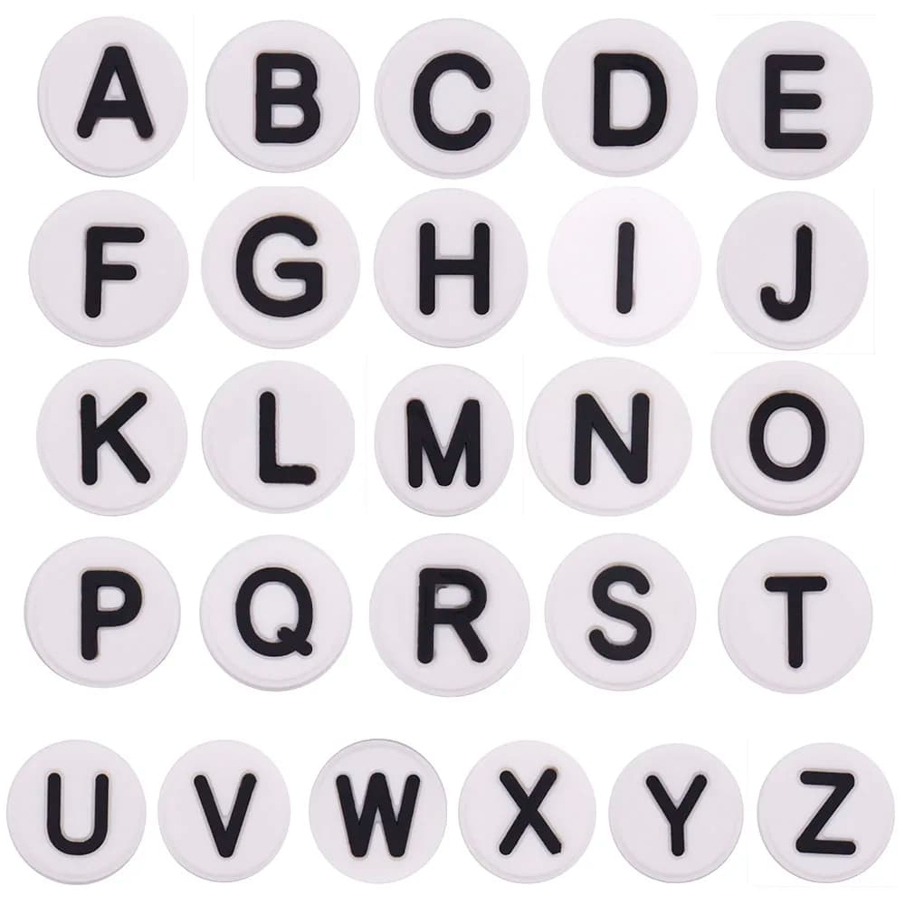 Single Sale 1PCS PVC Cute Cartoon Shoe Charms Kawaii Circle White 26 Alphabet Letter Sandals Shoes Accessories Decoration