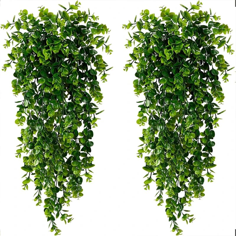 1/2PCS Artificial Hanging Plants Faux Eucalyptus Leaf Greenery Vine Outdoor UV Resistant Plastic Plants for Home Wedding Decor