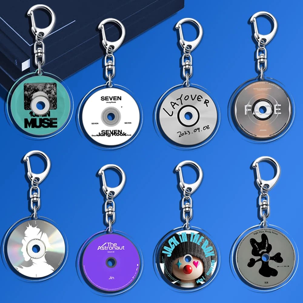Acrylic Kpop Mini CD Keychain GOLDEN MUSE Album LAYOVER Agust Dddays FACES INGIDO JINS Key Ring V Teakook Kpop Accessories Merch