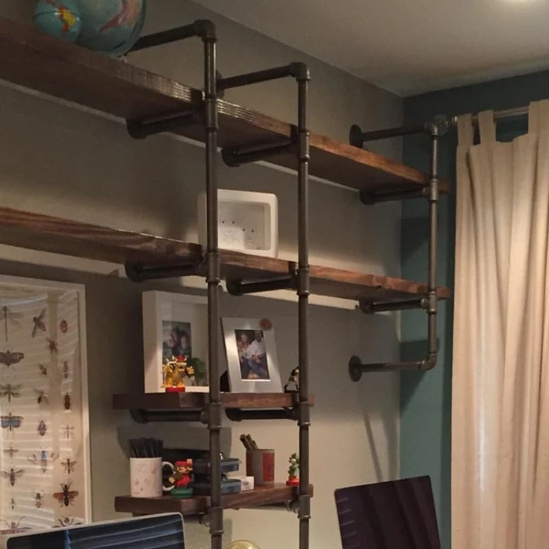 LOFT industrial wind wrought iron solid wood double American water pipe desk