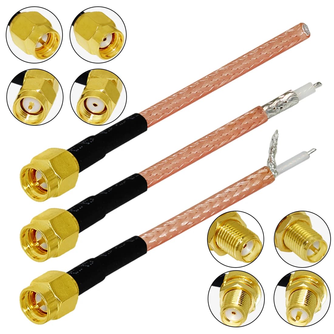 1PC SMA Male/Female/RP Plug Jack RG316 Cable Other End No Connector/Exposed/Fork Soldering Customized NEW