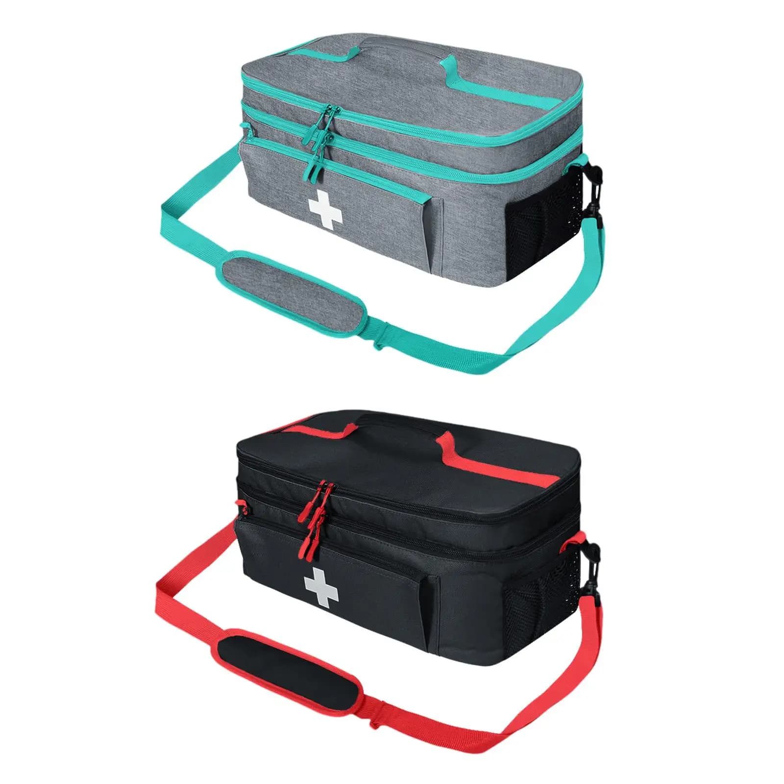 Empty First Aid Bag Storage Pouch Single Shoulder Zippered Multifunctional Home Medical Kits for Office Gym Workplace Travel Car