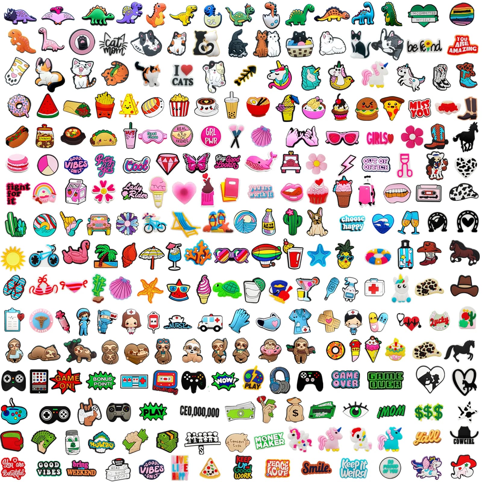 Random 10-200Pcs Shoe Charms PVC DIY Shoe Decorations Accessories for Christmas, Birthday, Party, Gift Shoes Pins for Men Women