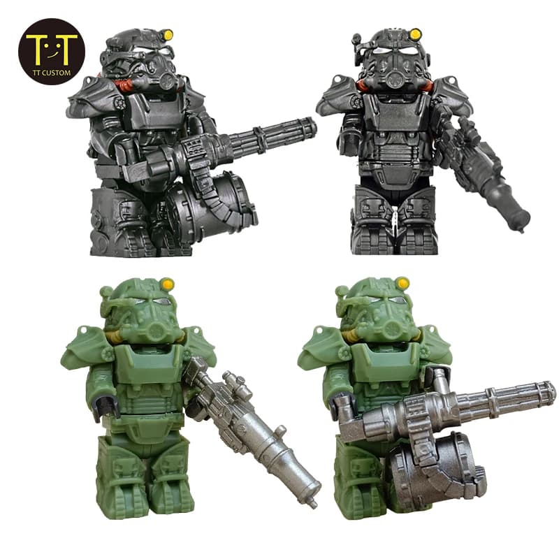 MOC Military T60 Soldiers Mini Anime Action fallouts Figures Weapons Robot Mecha Building Blocks Bricks DIY Toys for KIDS gift