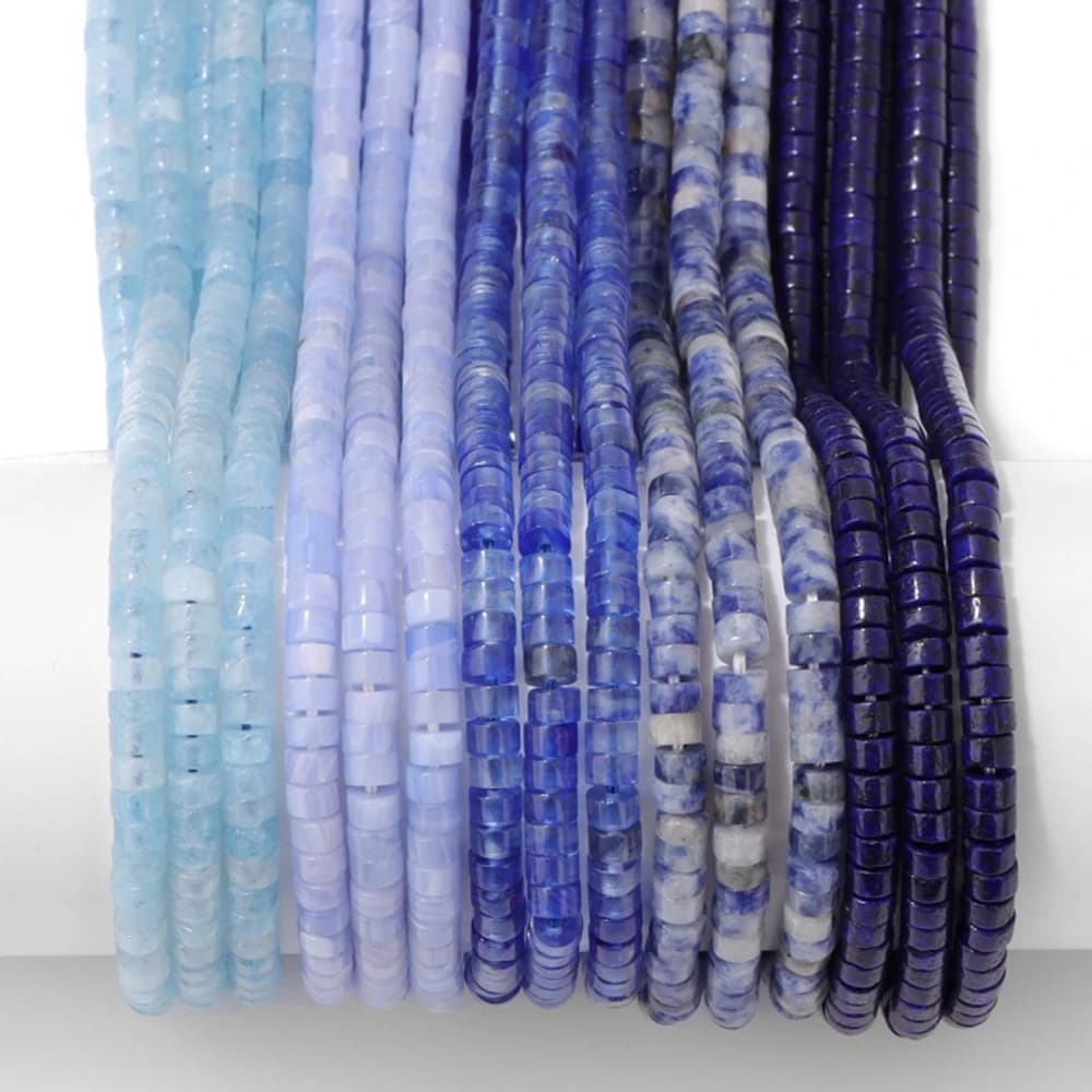 2x4mm Blue Natural Flat Cylinder Stone Beads Turquoises Purple Agates Imperial Stone Spacer Bead for Jewelry Making Accessories