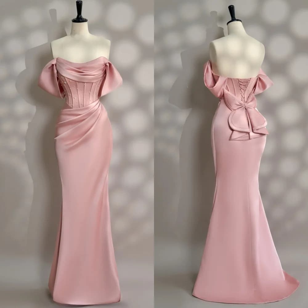 Customized Fashion Pleat Sequined Mermaid Off-the-shoulder Long Dresses Celebrity High Quality Classic Formal Modern Sty