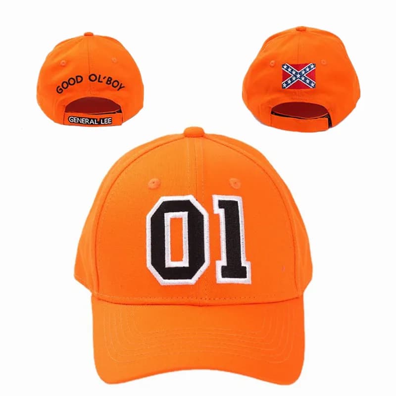 Good OL' Boy Dukes General Lee 01 Cosplay Embroidery Adjustable Unisex Cotton Orange Hat Baseball Cap Accessories Sunhat Gift