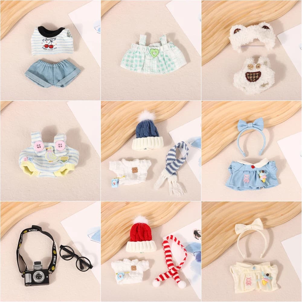 17cm Plush Doll'S Clothes Outfit Accessories For Korea Kpop Exo Labubu Idol Dolls overalls set Clothing