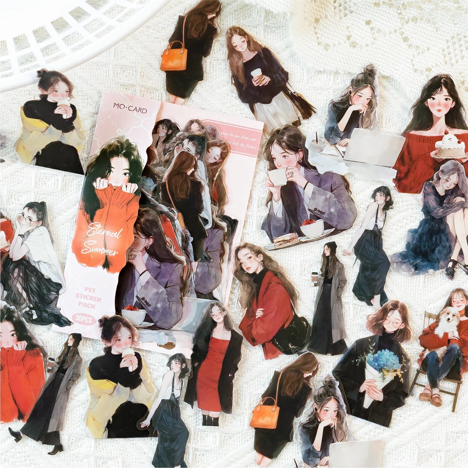 Yoofun 30pcs/lot Cute Girl's Happy Life Character Journaling Sticker Material Scrapbooking Planner Diary Decor Labels