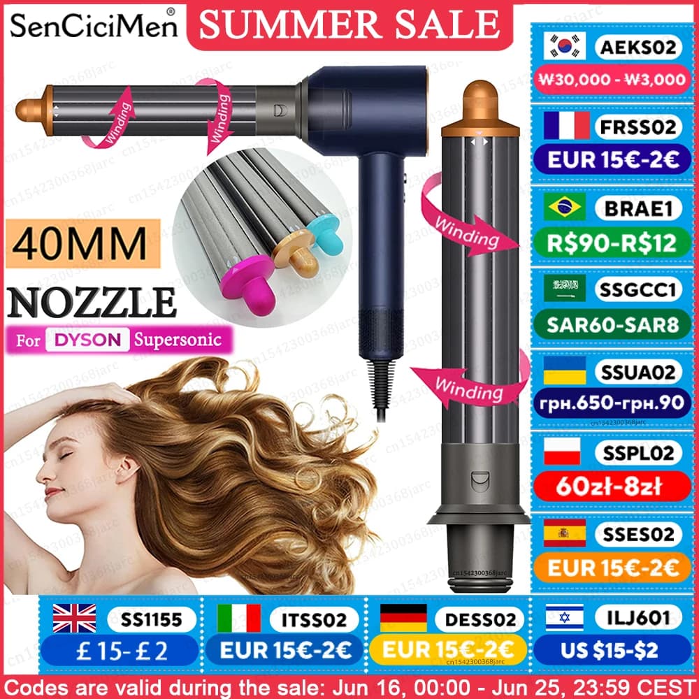40MM Curling Attachment For Dyson Supersonic Nural HD16 HD15 Hair Dryer Nozzle Automatic Curling Barrels Curl Hair Styler Tool
