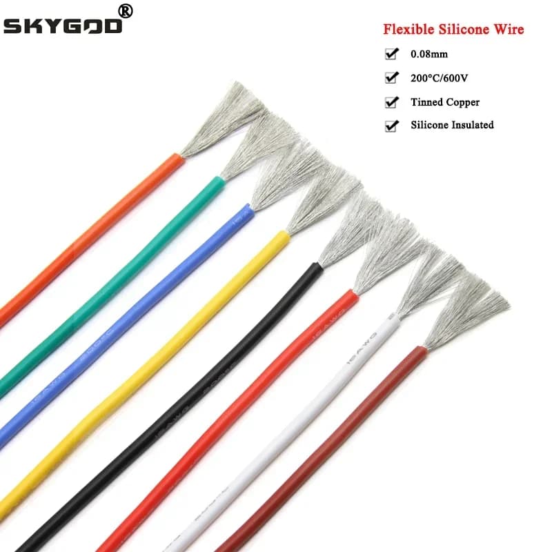 1M/5M Soft Flexible Silicone Wire 30 28 26 24 22 20 18 16 15 14 13 12 10 AWG High Temperature Tinned Copper Heat-resistant cable