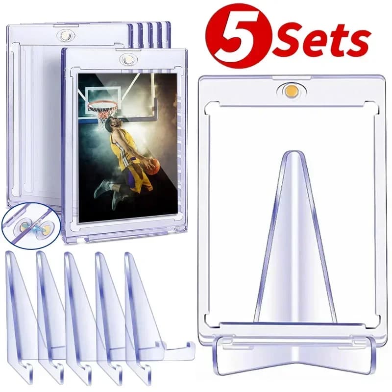 10-1PCS Magnetic Cards Holder for Trading Card Support Set Arcylic Triangle Card Display Stand Waterproof Transparent Protector