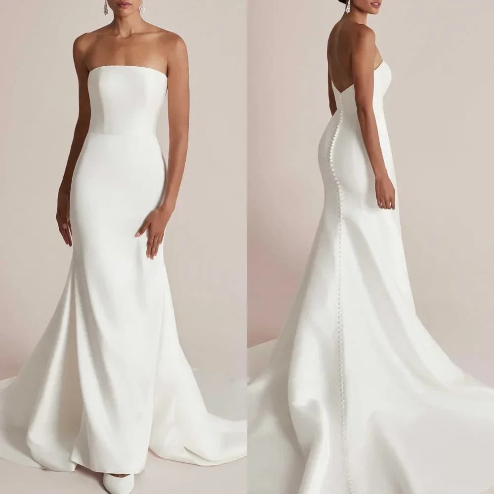 Customized Intricate Jersey Pleat Mermaid Strapless Long Dresses Prom Dresses Classic Exquisite Modern Style Pastrol Unisex Form