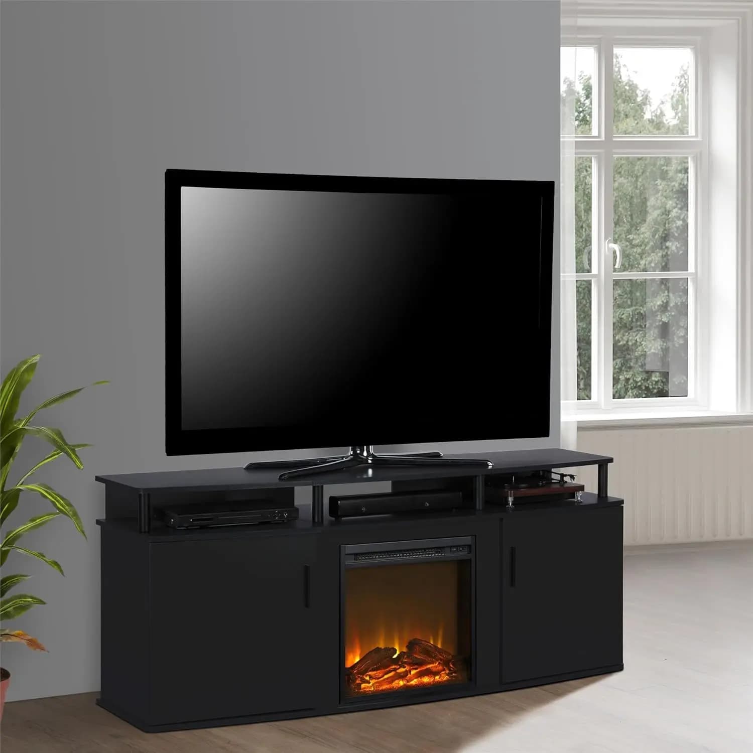 Carson Fireplace TV Stand for TVs up to 70 Inch, Replaceable Electric Fireplace Insert Heater