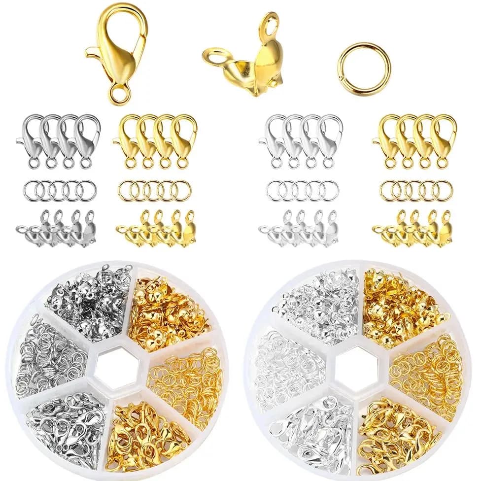 450pcs/Lot Lobster Clasp Open Jump Rings End Crimps Beads Box Sets Basic Jewelry Making Kits Handmade Bracelet Necklace Finding