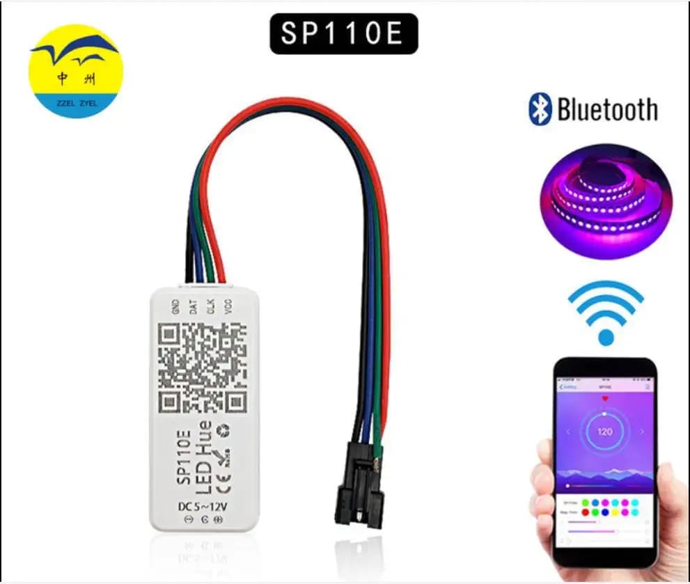 SP110ESmart WIFI BLUETEECH iPhone App DC5-24V RGB LED Dimmable Control driver for Multi Color LED Strip Mini Size Amazn Hot Sale
