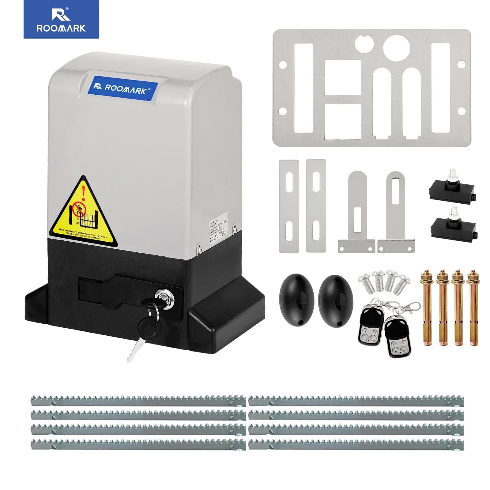 ROOMARK Automatic Sliding Gate Opener 1800 lb,Electric Rolling Driveway Slide Gate Motor with 2 Remote Controllers Up to 40 Feet