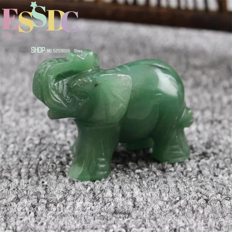 Green Dongling Semi-precious Stone Crystal Elephant Jade Carving Small Animal Crafts Feng Shui Souvenir Ornaments
