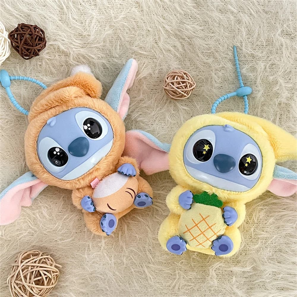 Lilo & Stitch Vinyl Plush Doll Pendant Disney Pajamas Stitch Cute Key Ring Cartoon Plushies Bag Keychain Gifts Kids Toys