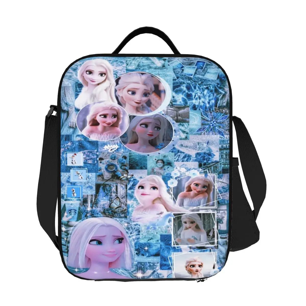 Custom Frozen Princess Elsa Thermal Insulated Lunch Bags Women Anime Lunch Tote for Outdoor Camping Travel Bento Food Box