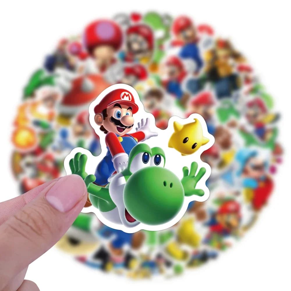 Super Mario Game Stickers Cartoon Anime Graffiti Decal for Laptop Skateboard Guitar Notebook Suitcase Waterproof Sticker Kid Toy