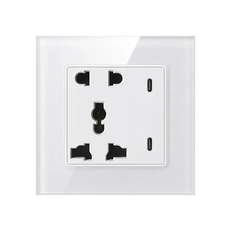 10pcs ALIDGWH Multi-function Powerful Socket US Standard 16A Type-C Wall Mounted AC110-250V,Crystal Glass 86mm Home Appliance