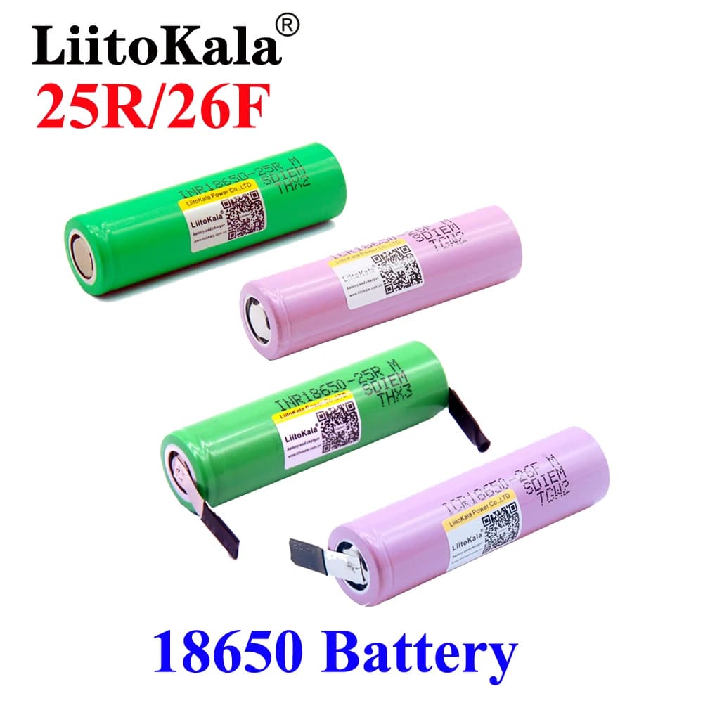 LiitoKala 18650 2500mAh 2600mAh battery Rechargeable battery INR18650 25R 26F 20A discharge Li-ion Battery 15A cell battery