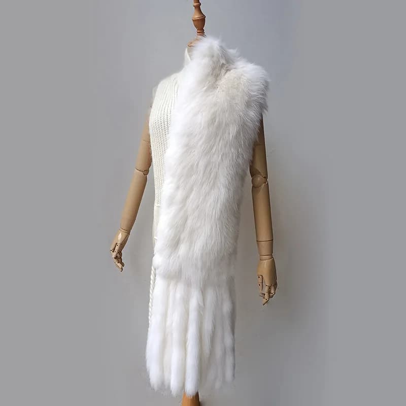 Fox Fur Shawl Women Luxury Real 2024 White Fur Shawl Wrap For Women Elegant Natural Fur Cape
