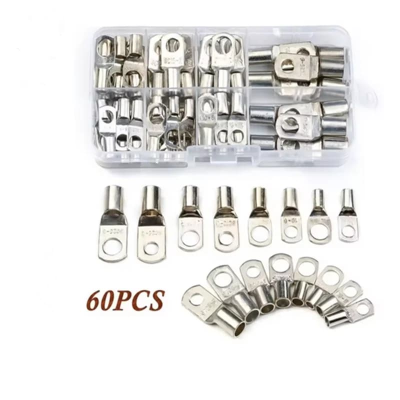 60PCS SC Tinned Copper Lug Ring Wire Connectors Bare Cable Terminal